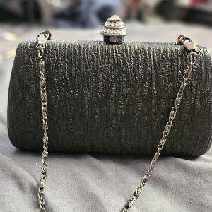 Elegant Black Textured Clutch